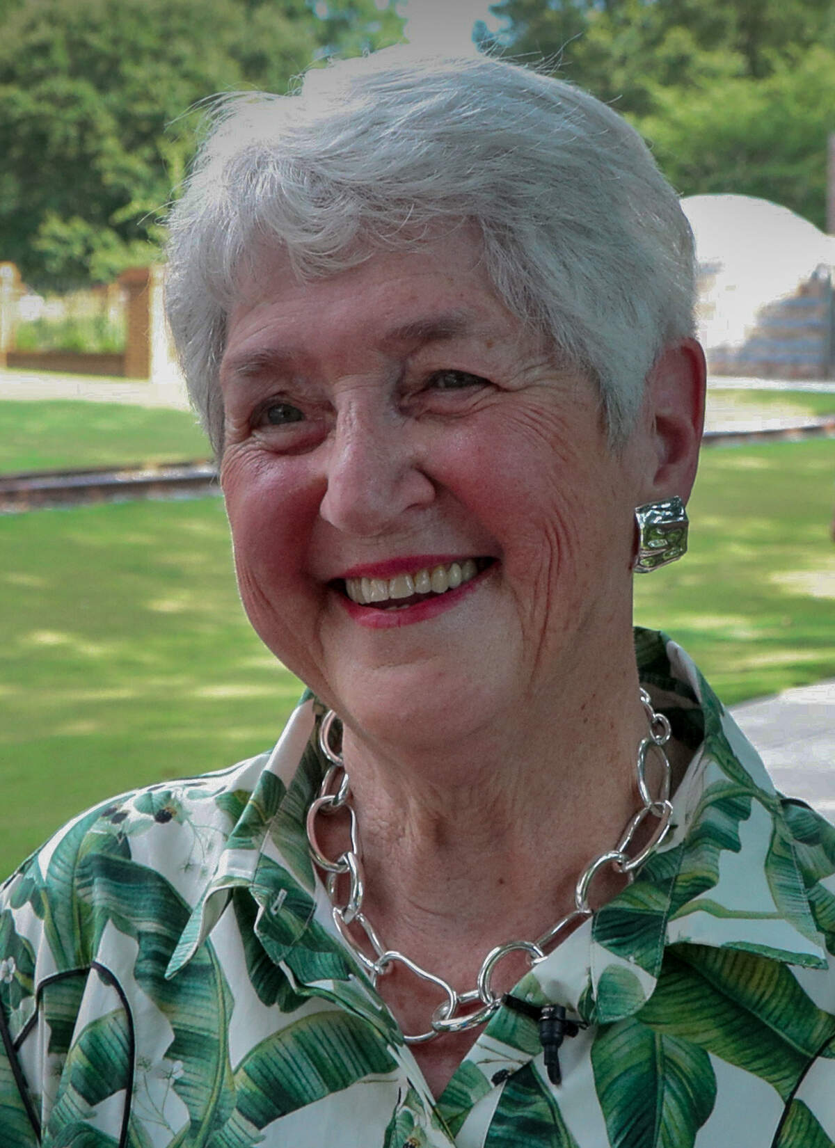 Bobsie Swift is pictured June 11, 2026, as Historic Columbus hosted an opening ceremony and ribbon cutting for the Chattahoochee Promenade and the Clifford & Bobsie Swift History Trail in Columbus.