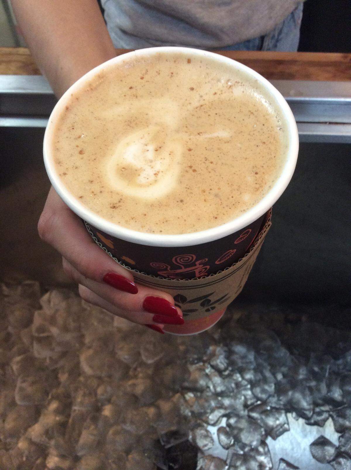 The waffle latte at Origin Coffee