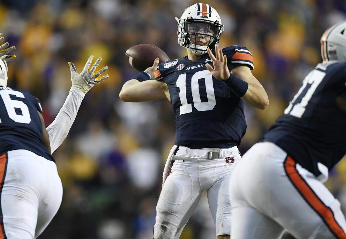 Auburn is counting on sophomore quarterback Bo Nix (10) to take a significant step upward in 2020 after he led the Tigers to a 9-4 record as a true freshman in 2019.