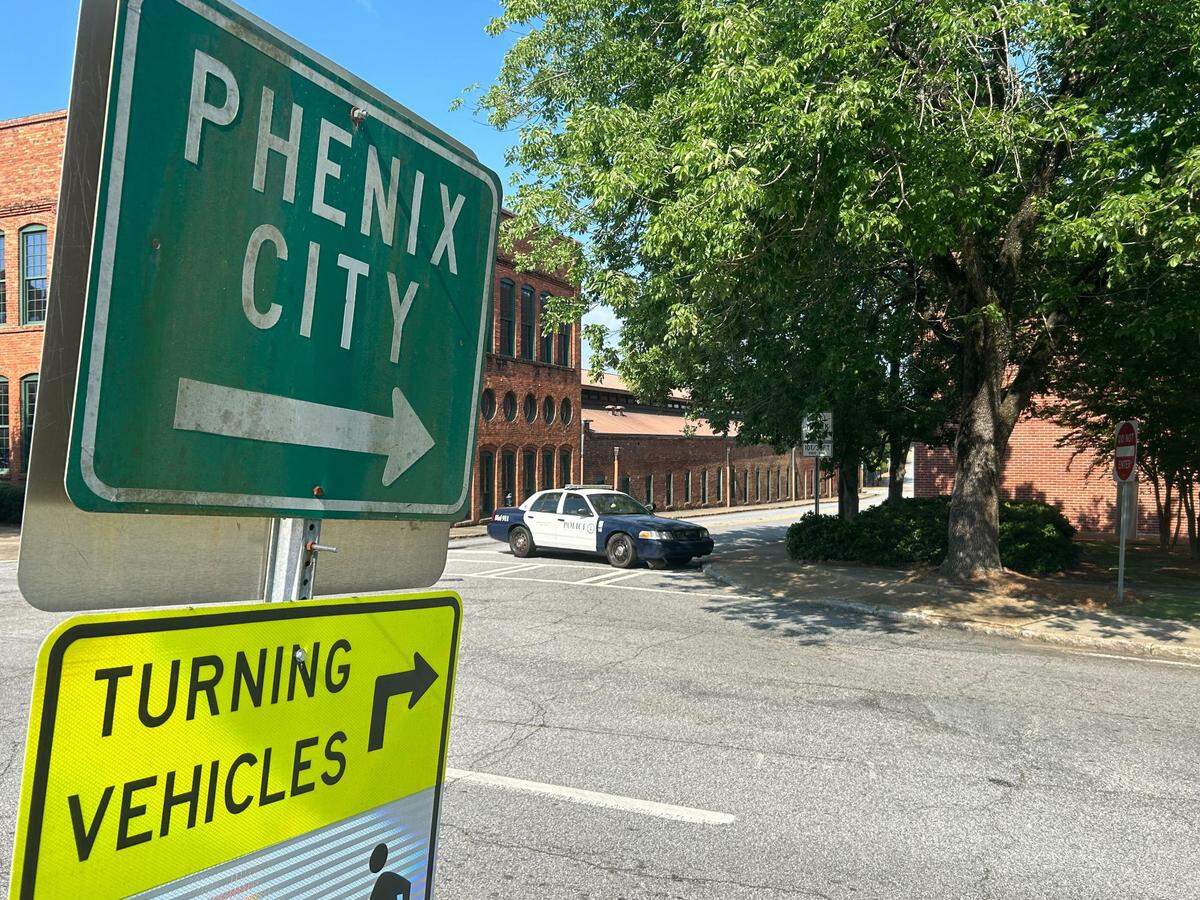 Police block off traffic in Columbus, Georgia, after munitions were found nearby. Officials say there’s no danger to the public.