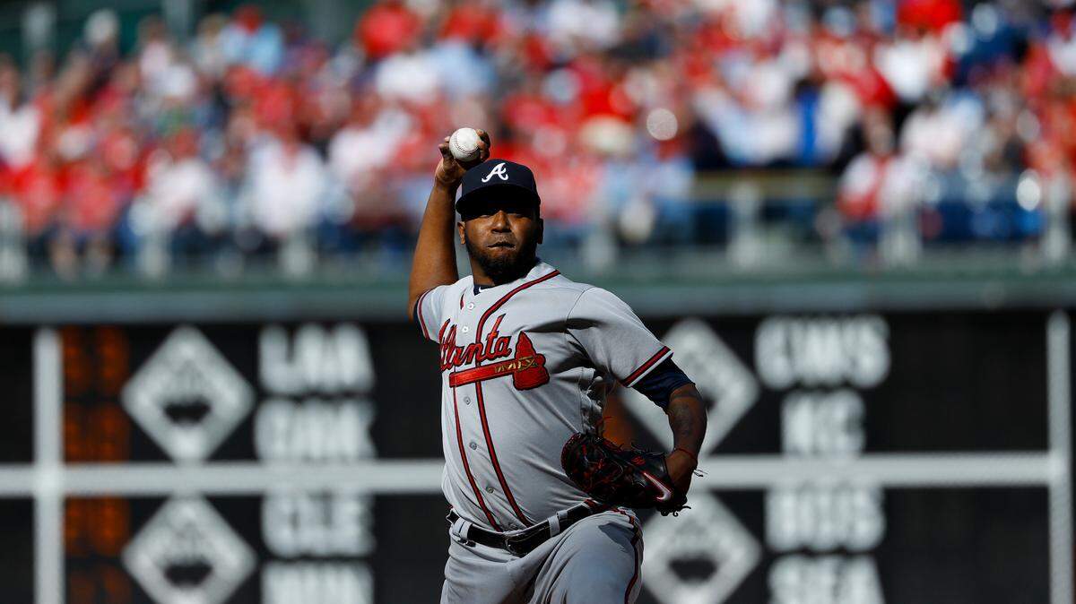 Atlanta Braves’ Julio Teheran in action during an opening day baseball game against the Philadelphia Phillies, Thursday, March 28, 2019, in Philadelphia. (AP Photo/Matt Slocum)
