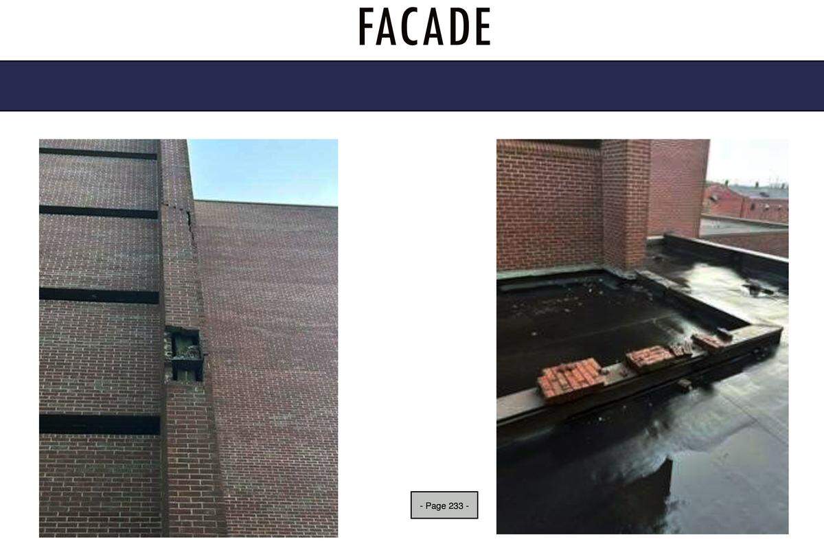 These photos illustrate facade issues at the Muscogee County Jail in Columbus.