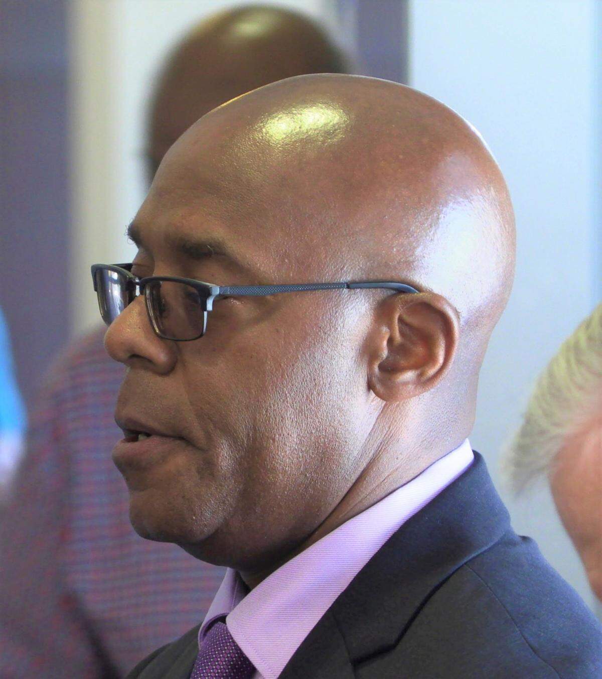 Columbus Police Chief Freddie Blackmon arrived shortly before the council meeting began.