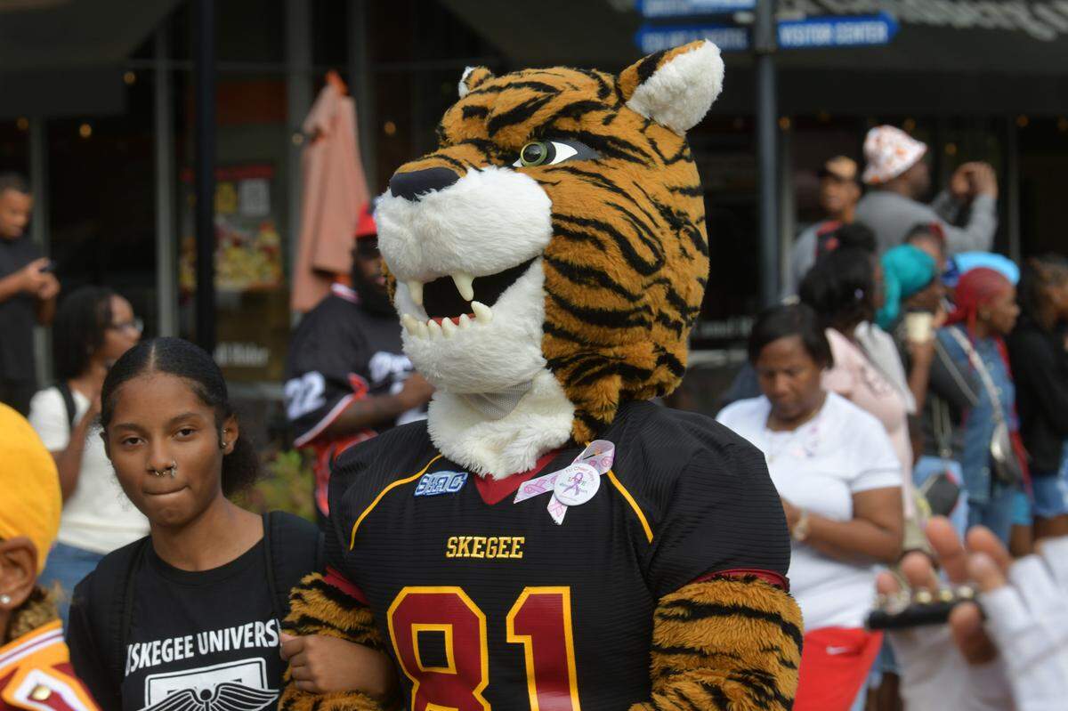 Tuskegee University’s mascot at the Tuskegee Morehouse Football Classic on Saturday, Oct. 5, 2024. Tuskegee won the game 42-0.