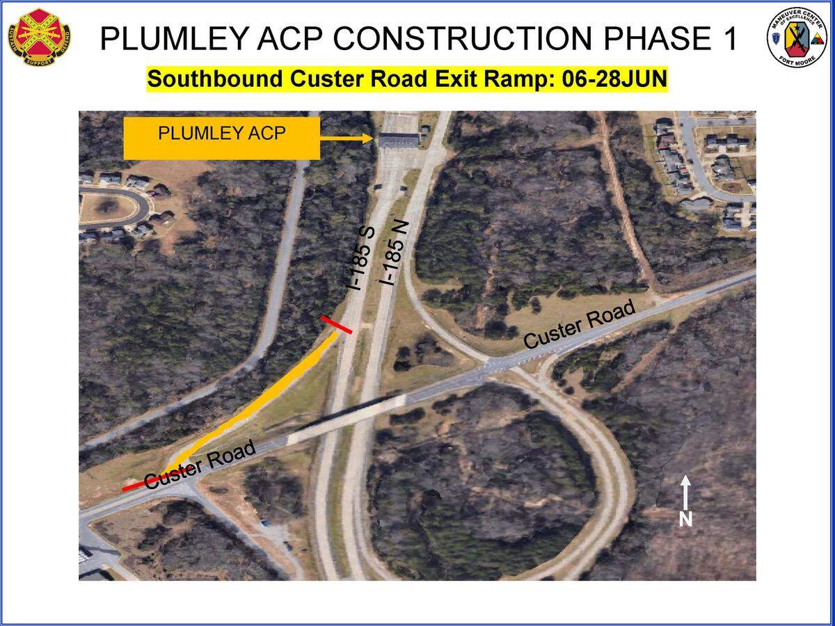 This image show the plan for Phase 1 of the construction to upgrade the main gate at Fort Moore.
