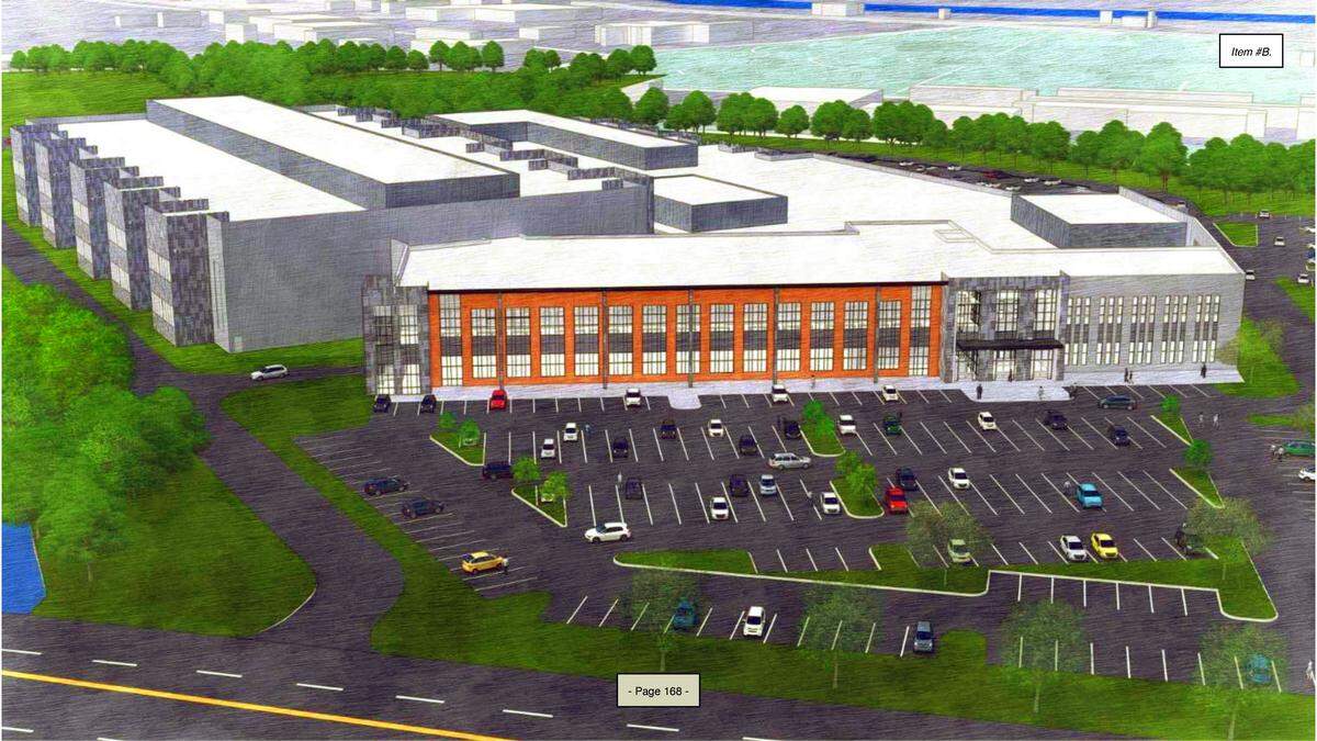 Proposed plans for a new Muscogee County Jail were presented during the Columbus Council meeting April 28, 2026. This is an artist’s rendering of the proposed new jail’s exterior.