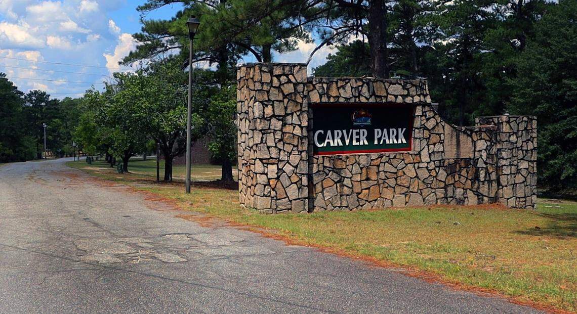 The entrance to Carver Park. The Park will change names to be named after former Mayor Pro Tem Evelyn Turner Pugh later this year. August 2024