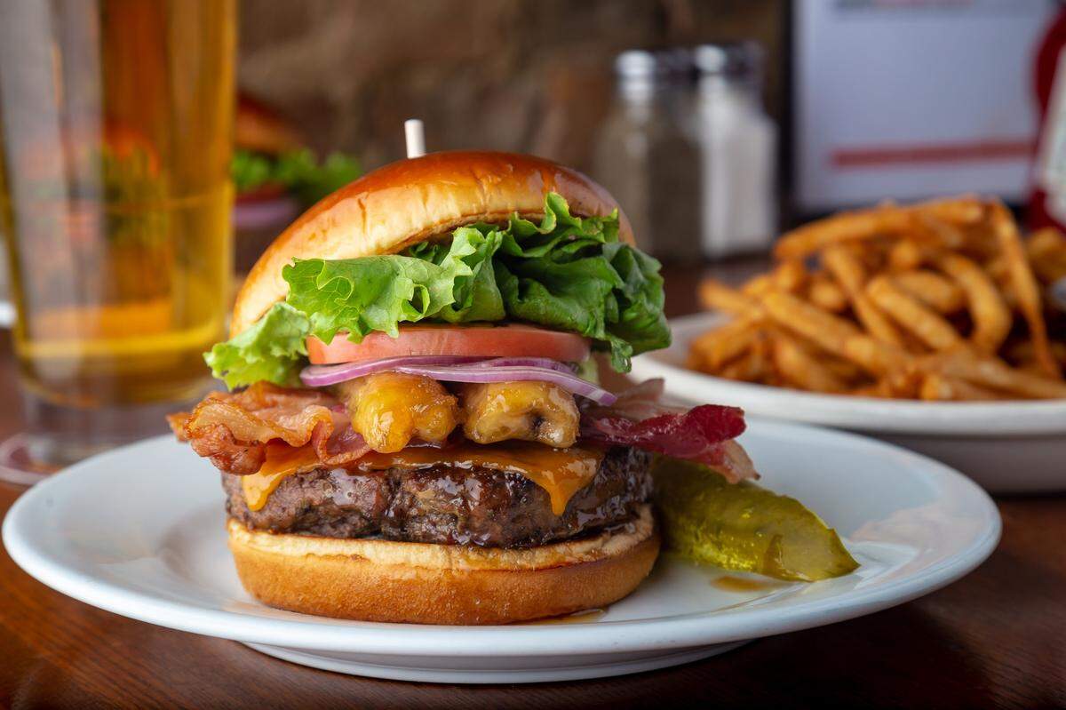 The fat Elvis burger at the Cannon Brewpub