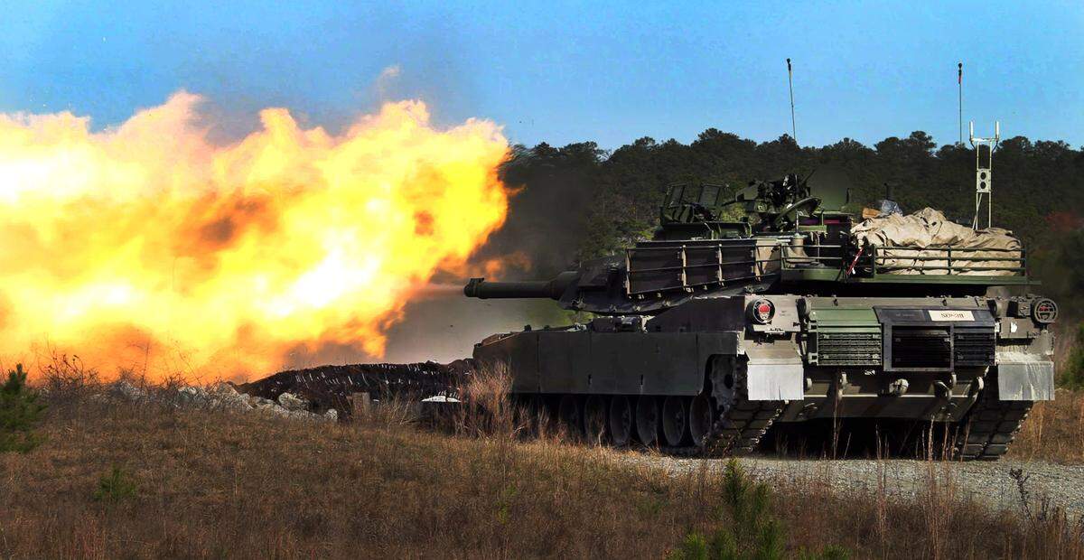 Jay Tenison, a military veteran currently fighting Stage IV stomach cancer, fires a tank Tuesday afternoon at Fort Moore, Georgia. 12/05/2023
