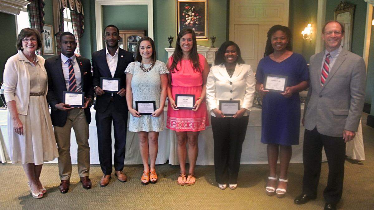 The W. L. Amos, Sr. Scholarships for 2015 have been awarded by the Lockwood Partners Foundation to 41 children of Aflac employees. Mr. W. L. Amos, Sr. was one of the three brothers who founded Aflac and served as President of American Family Corporation at the time of his retirement in 1978. 
 Pictured, from left, are the fourth year college students who each received a $4,000 scholarship: Bettye Amos Cheeves (daughter of Mr. Amos), Michael Gordon, Jr. (son of Lisa Seldon Gordon), Tyler Barker, (son of Tammy Barker-Stallion), Rachel Pearson, (daughter of Martin Pearson), Leslie Kelly (daughter of Lisa Kelly), RenQuista Mercer, (daughter of Velvet Jan Mercer), JaQuetta Thomas (daughter of Latania Harris) and Cecil Cheeves (son-in-law of Mr. Amos).