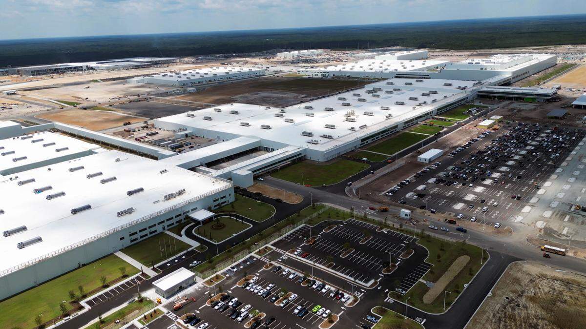 An aerial view of the Hyundai Motor Group Metaplant America in Bryan County, Georgia. taken August 6, 2024