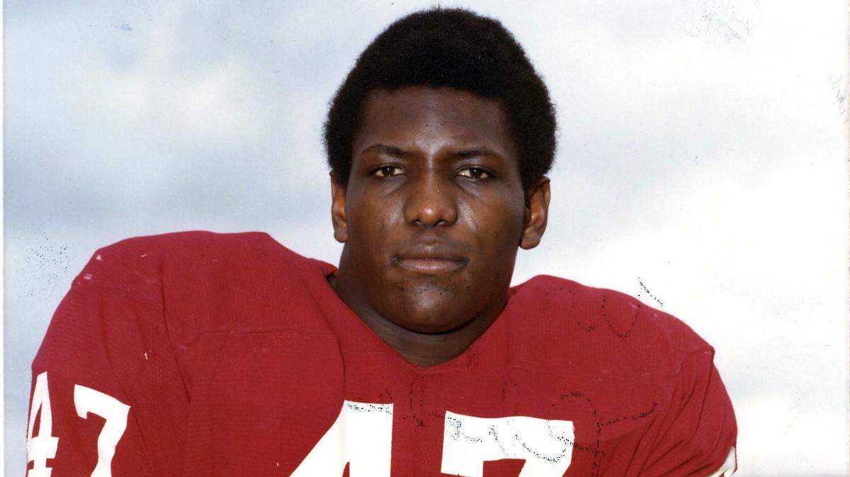Photo of Woodrow Lowe from his playing days at the Univesity of Alabama. Photo courtesy of the University of Alabama.