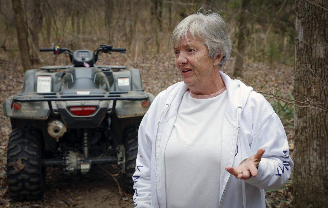 Leslie Landi talks March 3, 2026, about her concerns with the proposed Project Ruby data center, which would abut Landi’s property in Columbus.