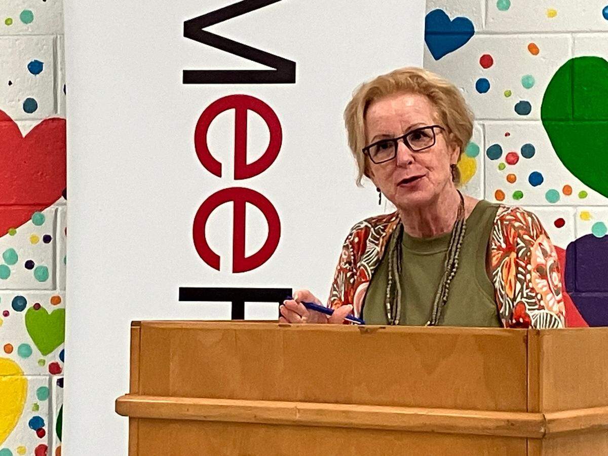 Muscogee Educational Excellence Foundation executive director Marquette McKnight speaks during the March 26 news conference in Dimon Magnet Academy, announcing the 2024 Buntin Scholars.