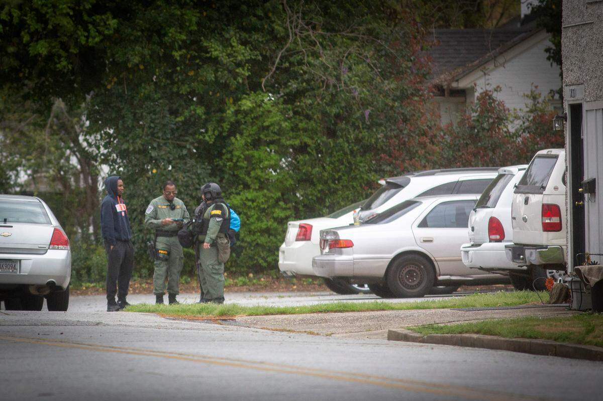 The Columbus Police Department responds to a standoff at an apartment complex in Midtown on March 24, 2022, in Columbus, Ga.