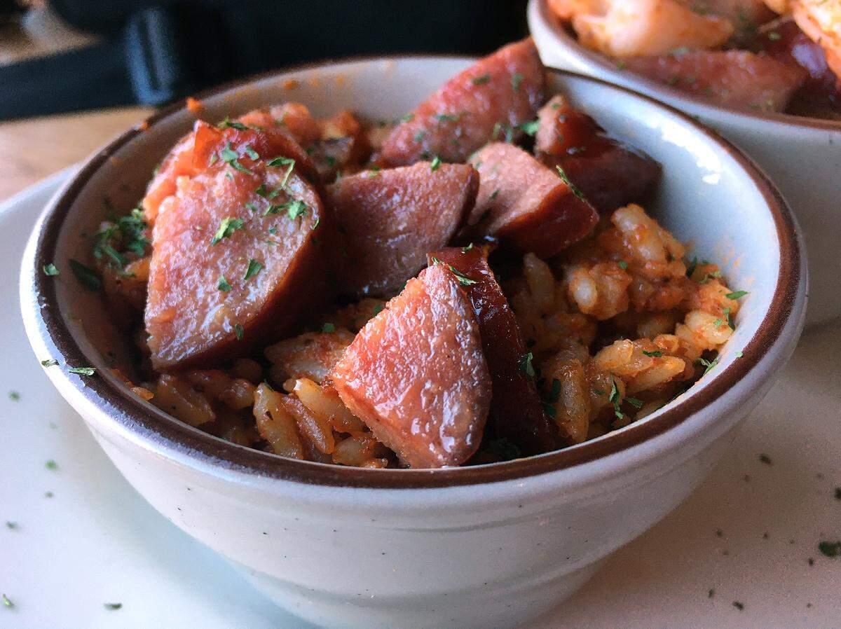 One of the dishes Ledger-Enquirer reporter Nick Wooten ordered at Café Le Rue was Jambalaya. Café Le Rue is located in The Landings in Columbus, Georgia.