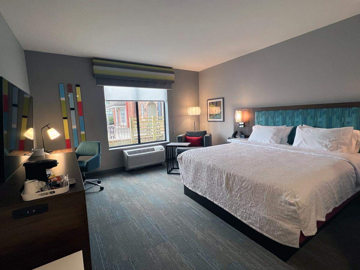 A new Hampton Inn at the corner of 12th Street and Broadway in downtown Columbus, Georgia is now open for business. 02/16/2023