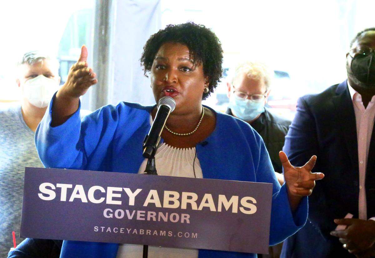 Democratic gubernatorial candidate Stacey Abrams visited Columbus, Georgia Friday morning as part of her “One Georgia” tour. Abrams spoke with supporters at Jarfly at 1358 13th Street. 03/18/2022