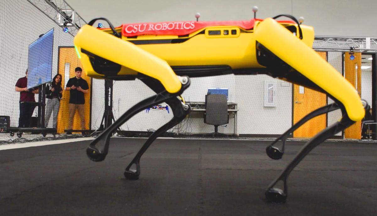 Students from Columbus State University’s Robotic Engineering Department demostrate the capabilities of one of their robot during a grand opening celebration for the Maneuver Innovation Lab (MIL) at Ft. Moore, Georgia. The MIL is a collaboration between the U.S. Army Combat Capabilities Development Command (DEVCOM), Maneuver Battle Lab, Columbus State University, and the Civil-Military Innovation Institute. 02/07/2025