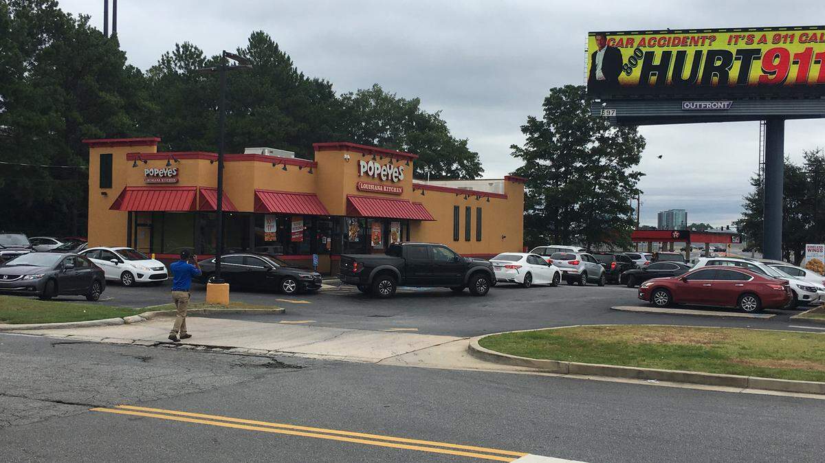 Customer traffic was heavy at Popeyes on Windy Hill Road in Cobb County as folks ached to get the new chicken sandwich.