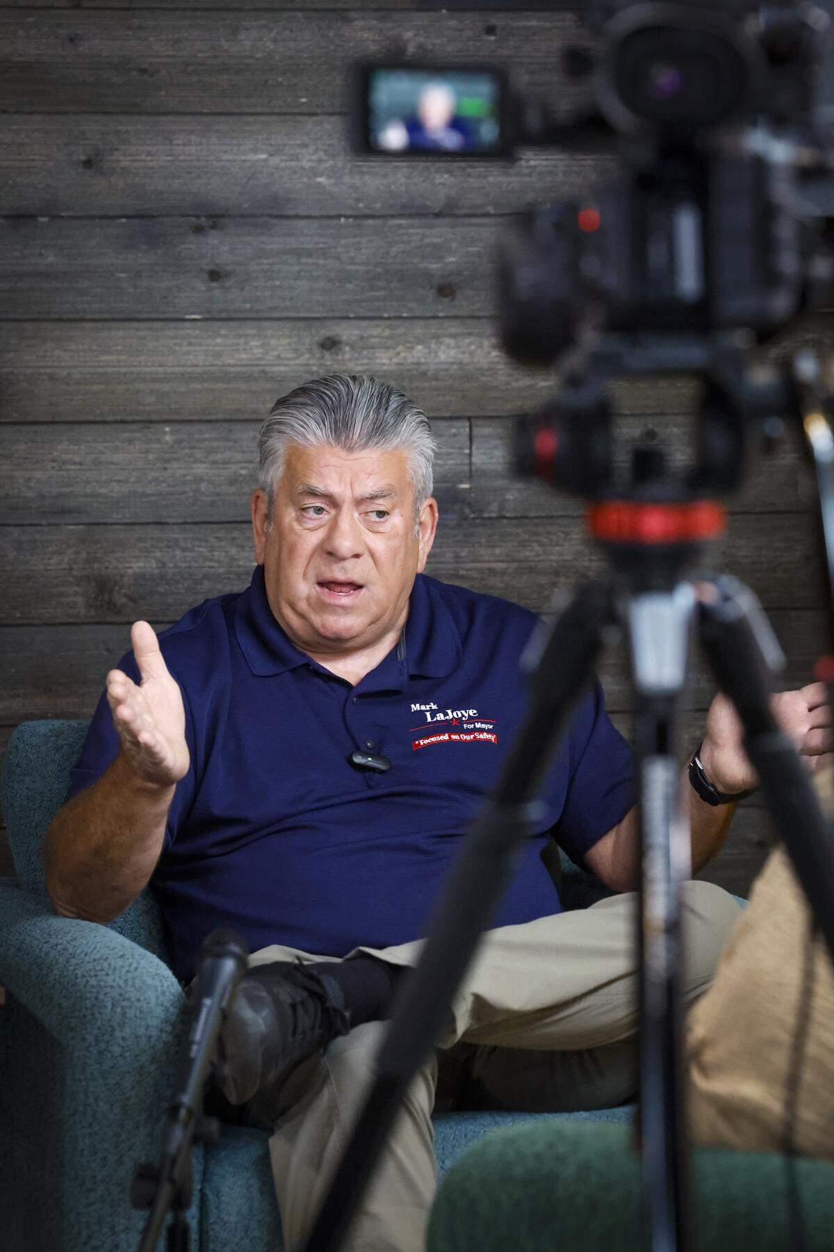 Mark LaJoye , a mayoral candidate in Columbus, talks with the Ledger-Enquirer during an interview March 18, 2026.
