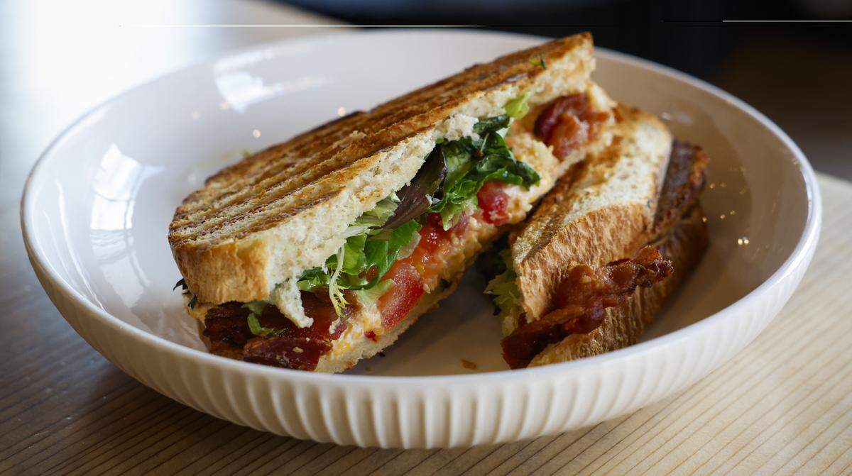 This is the Pimento Cheese BLT, pictured March 11, 2026, at The Seed Coffee and Cafe, 33 W, 14th St. in Columbus.