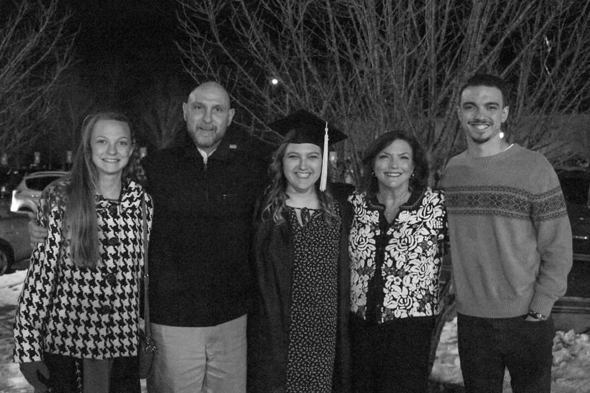 Danny Durham (second from left) with daughters Anna Durham (far left) and Jordan Durham (center), wife Julie Durham (second from right) and son Graham Durham (far right).