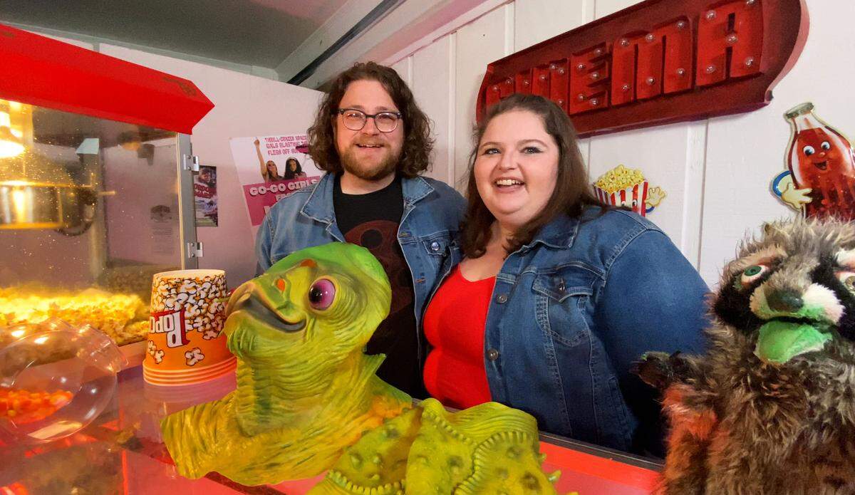 Filmmakers Andrew and Megan Gray host an annual Halloween event at their Columbus home called the Dead End Drive-In, and also make short films. 10/24/2022