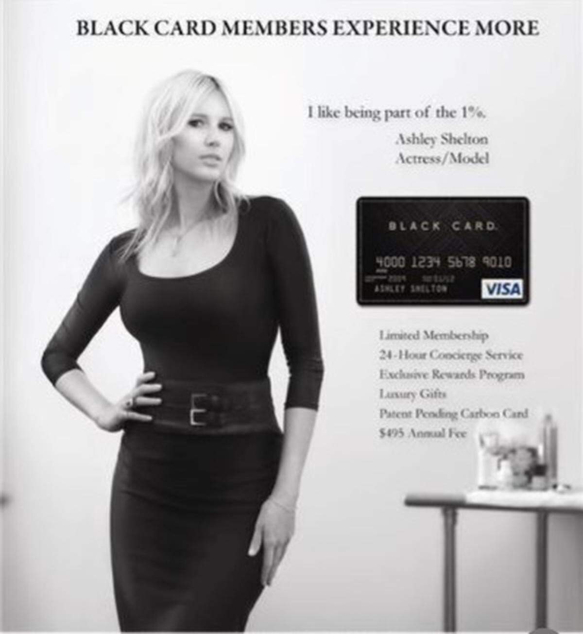 Ashley modeled for VIsa Black Card as one her many print campaigns.