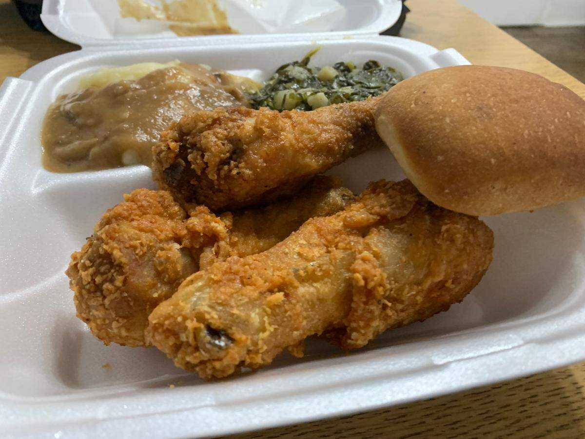 Fried chicke and sides Minnie’s Uptown Restaurant located on 8th Ctreet in Columbus.