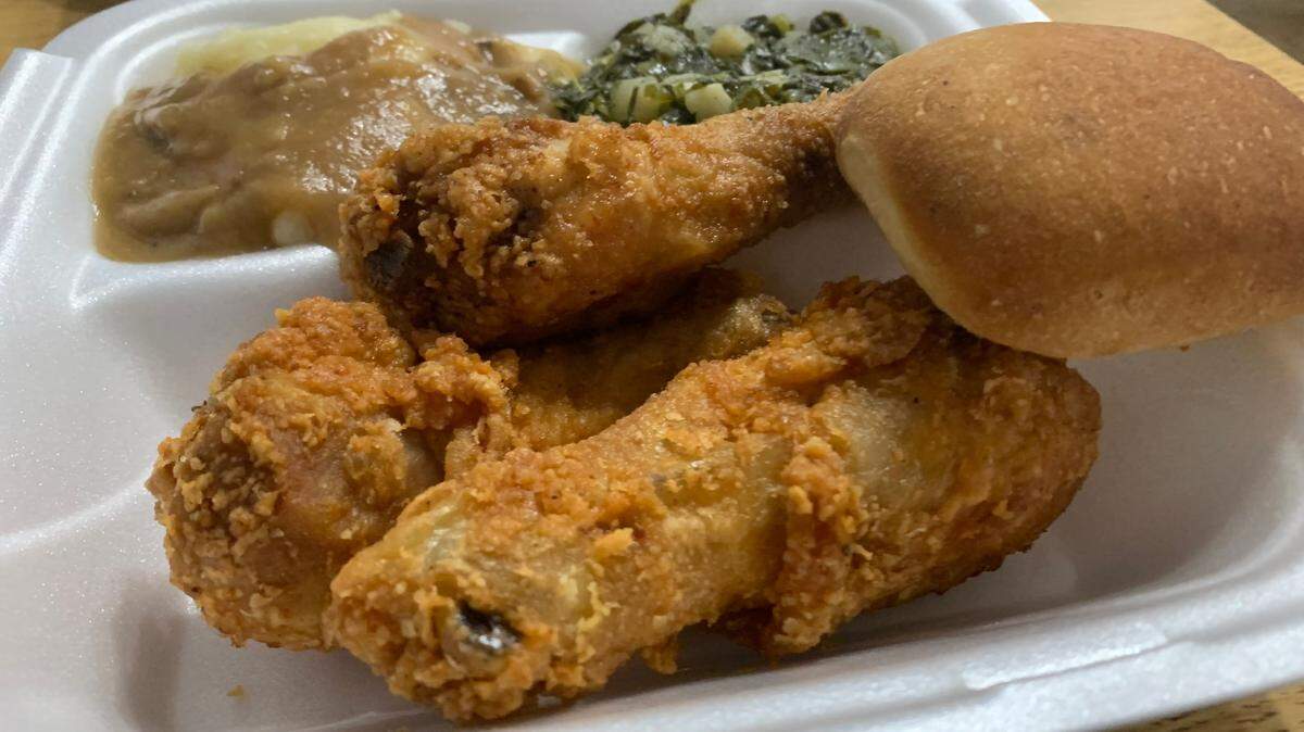 Fried chicke and sides Minnie’s Uptown Restaurant located on 8th Ctreet in Columbus.