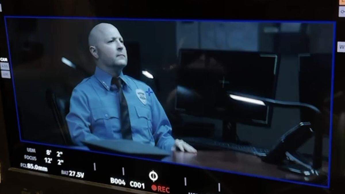 Clint Tyra of Columbus is shown on camera in June 2022 during rehearsal for the movie “Cash Out,” which was filmed in Columbus.