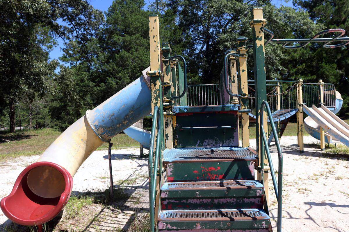 A playground with chipped paint and