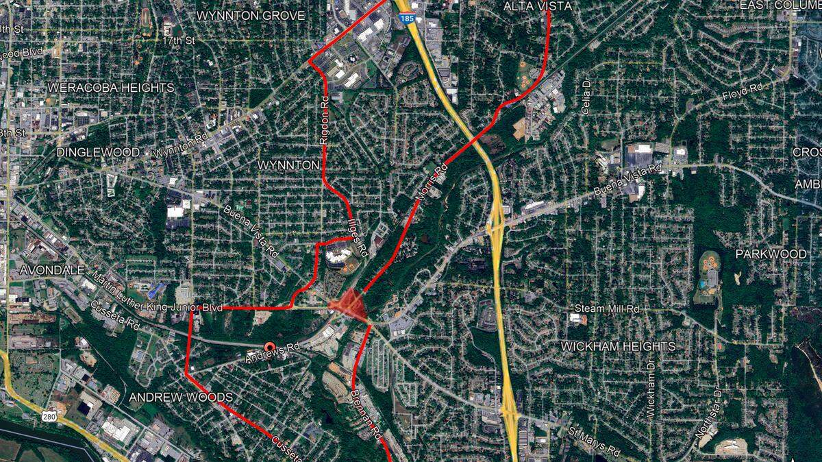 This map shows all the detour routes as the “Spiderweb” intersection area in Columbus is scheduled to close for about two years due to construction, starting in April 2025.