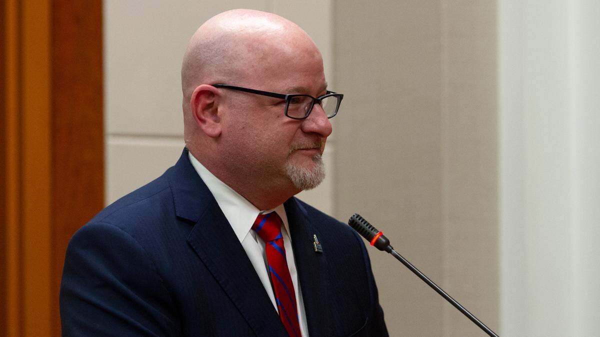 Columbus State University President Chris Markwood addresses the Muscogee County School Board Monday night about the expansion of CSU’s partnership with the school district. Muscogee School District Superintendent David Lewis announced during the meeting the CSU Teaching Contract Guarantee, whereby the district has agreed to offer a teaching contract to every qualified graduate from the Columbus State University College of Education and Health Professions.