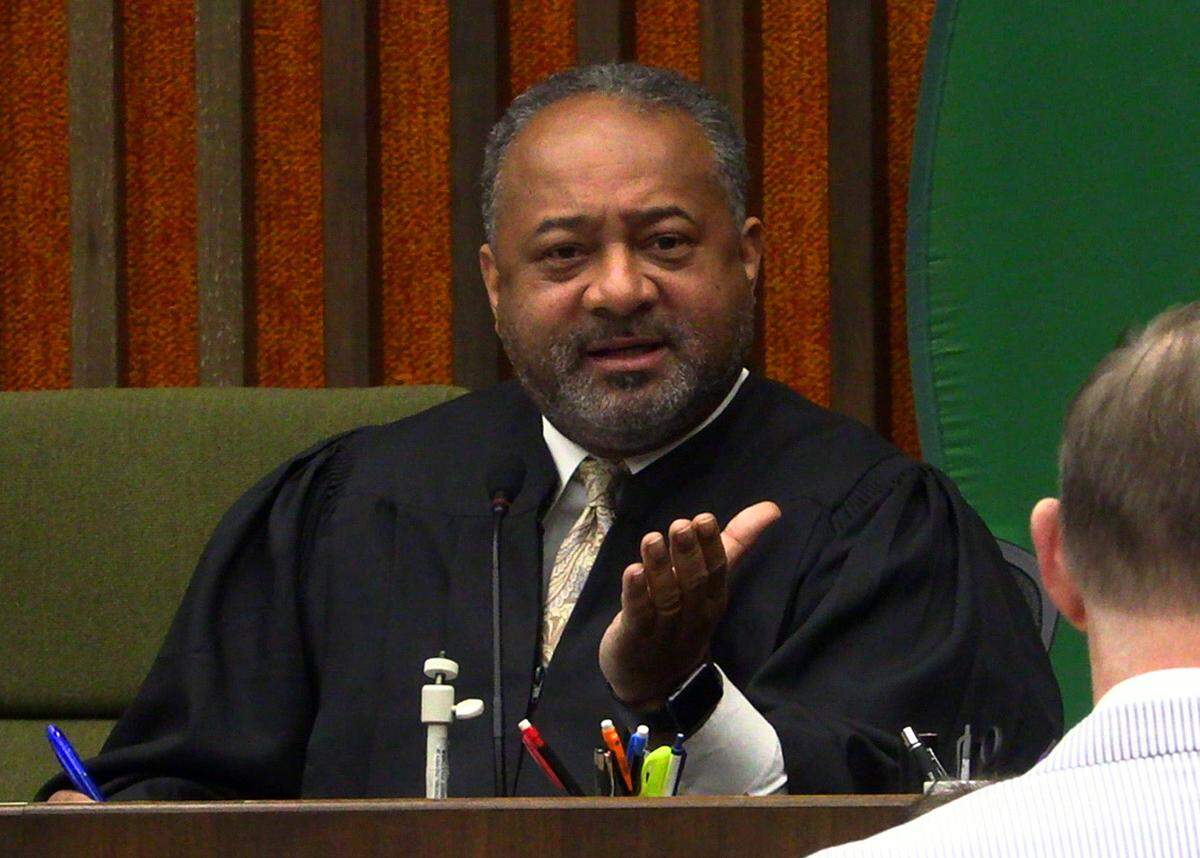 Judge Ben Richardson addresses Assistant District Attorney George Lipscomb during a bond hearing Tuesday morning for Dennis Cleveland “Landon” Thompson in Columbus, Georgia. 06/20/2023