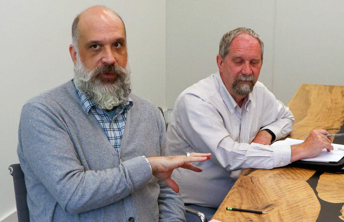 In a June 15, 2026, interview with the Ledger-Enquirer, Jonathan Frederick Walz, director of curatorial affairs and curator of American art for the Columbus Museum., left, and Daniel Bellware, a historian, author, lecturer and researcher, talk about their planned trip to the Muscogee (Creek) Nation in Oklahoma.