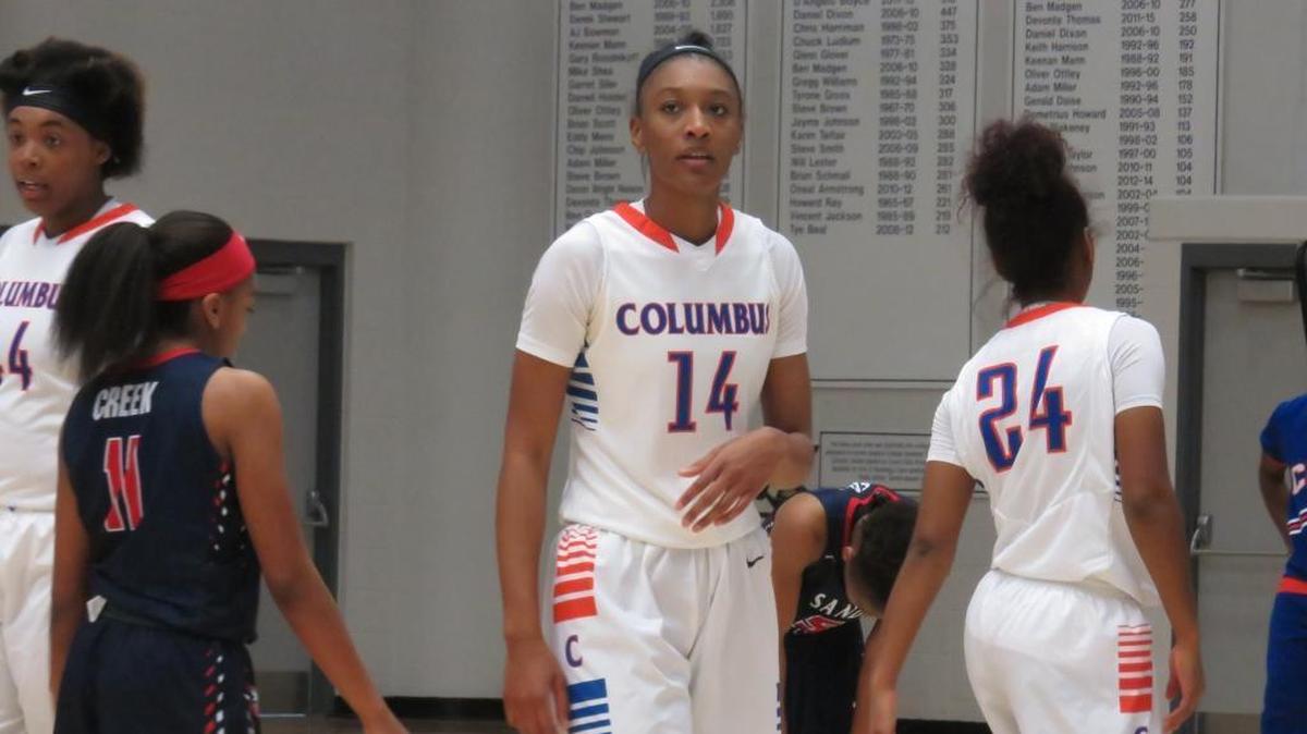 Columbus’ Tatyana Wyatt (14) was selected as the All-Bi-City Player of the Year. Ariyah Copeland (44) was chosen to the First Team, while Trinity Vasquez (24) made Honorable Mention.