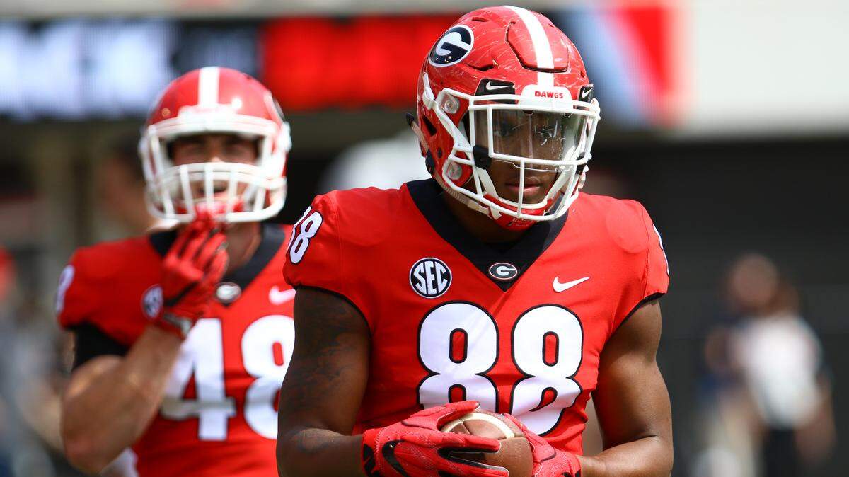 Georgia linebacker Jaden Hunter (88) during the G-Day Game at Sanford Stadium in Athens, Ga., on Saturday, April 21, 2018.  Hunter only played in the Bulldogs' season opener against Appalachian State and used a year of eligibility as a result