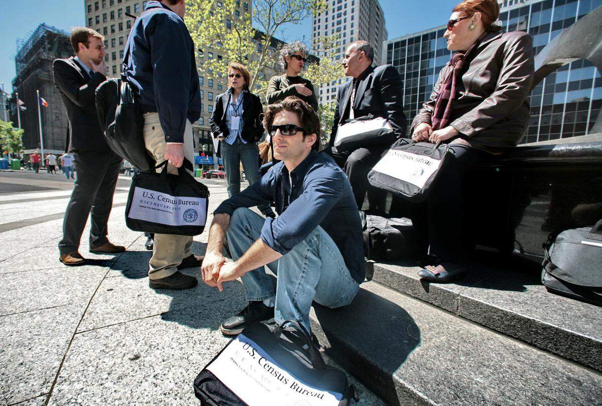 In this April 29, 2010 file photo, census employees assemble after a training course in New York.