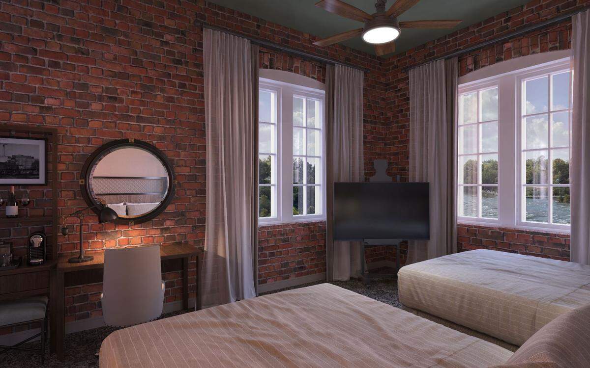 A rendering of a queen bed room at City Mills’ upcoming hotel, provided by Historic Columbus Foundation. There is currently $10 million worth of investment in City Mills.