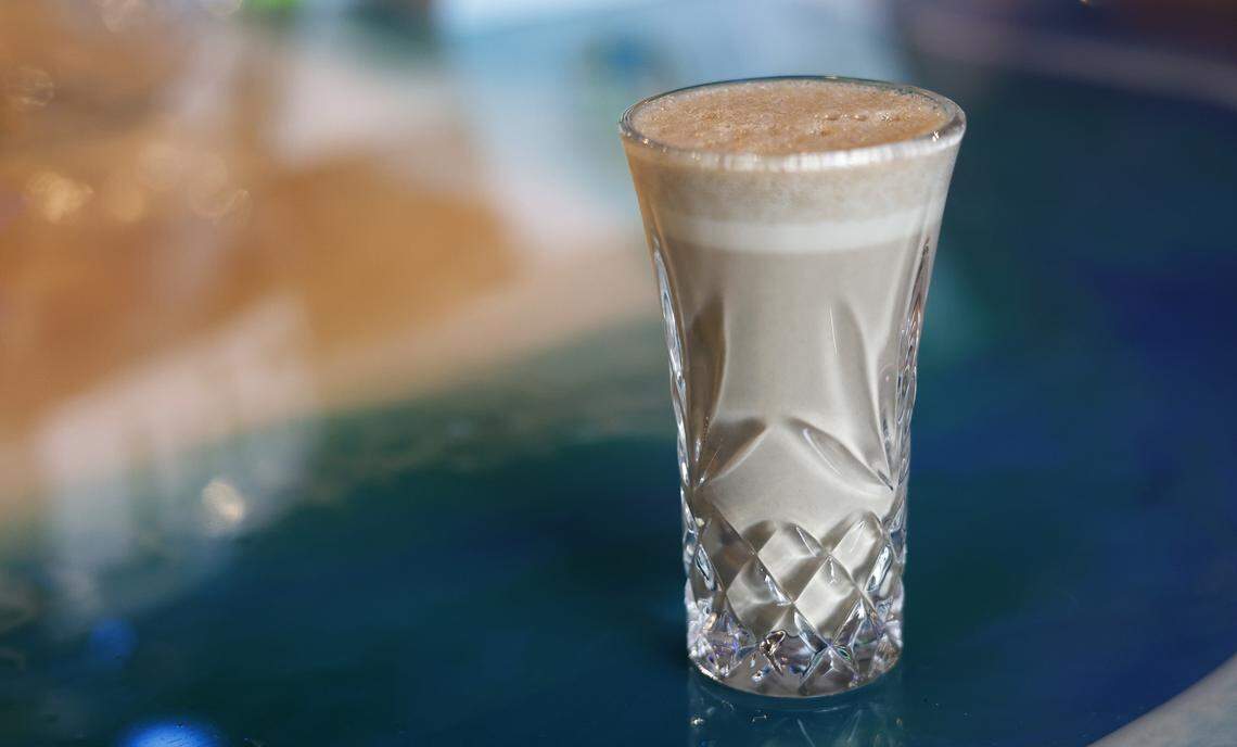 Deep Roots Kava Bar makes this kava shot with instant kava, pictured Aug. 8, 2025. The bar is at 2505 Airport Thruway, Suite K, in Columbus.