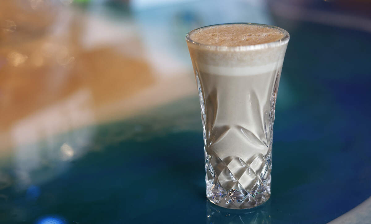 Deep Roots Kava Bar makes this kava shot with instant kava, pictured Aug. 8, 2025. The bar is at 2505 Airport Thruway, Suite K, in Columbus.
