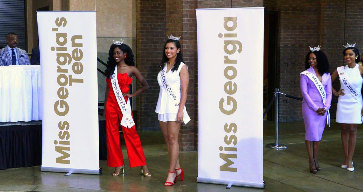 Miss Carroll County’s Teen Corynn Nurse and Miss Carroll County Jesimina Walker are introduced to the public Friday afternoon during the “Meet the Crowns” event at the Columbus, Georgia Convention & Trade Center. 06/07/2024