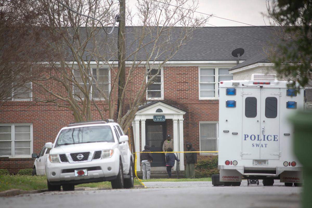 The Columbus Police Department responds to a standoff at Park Place Apartments in Midtown on March 24, 2022, in Columbus, Ga.