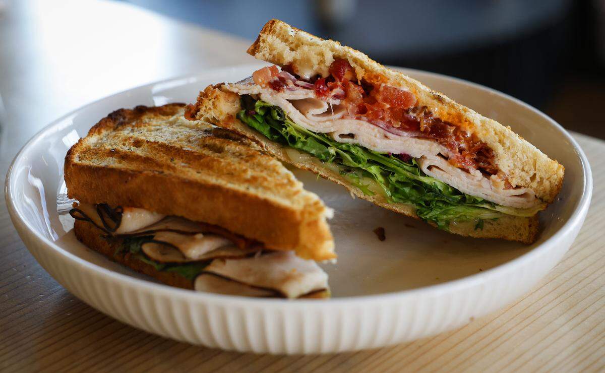 This is the Hickory Smoked Turkey Swiss with Bacon sandwich, pictured March 11, 2026, at The Seed Coffee and Cafe, 33 West 14th St. in Columbus.