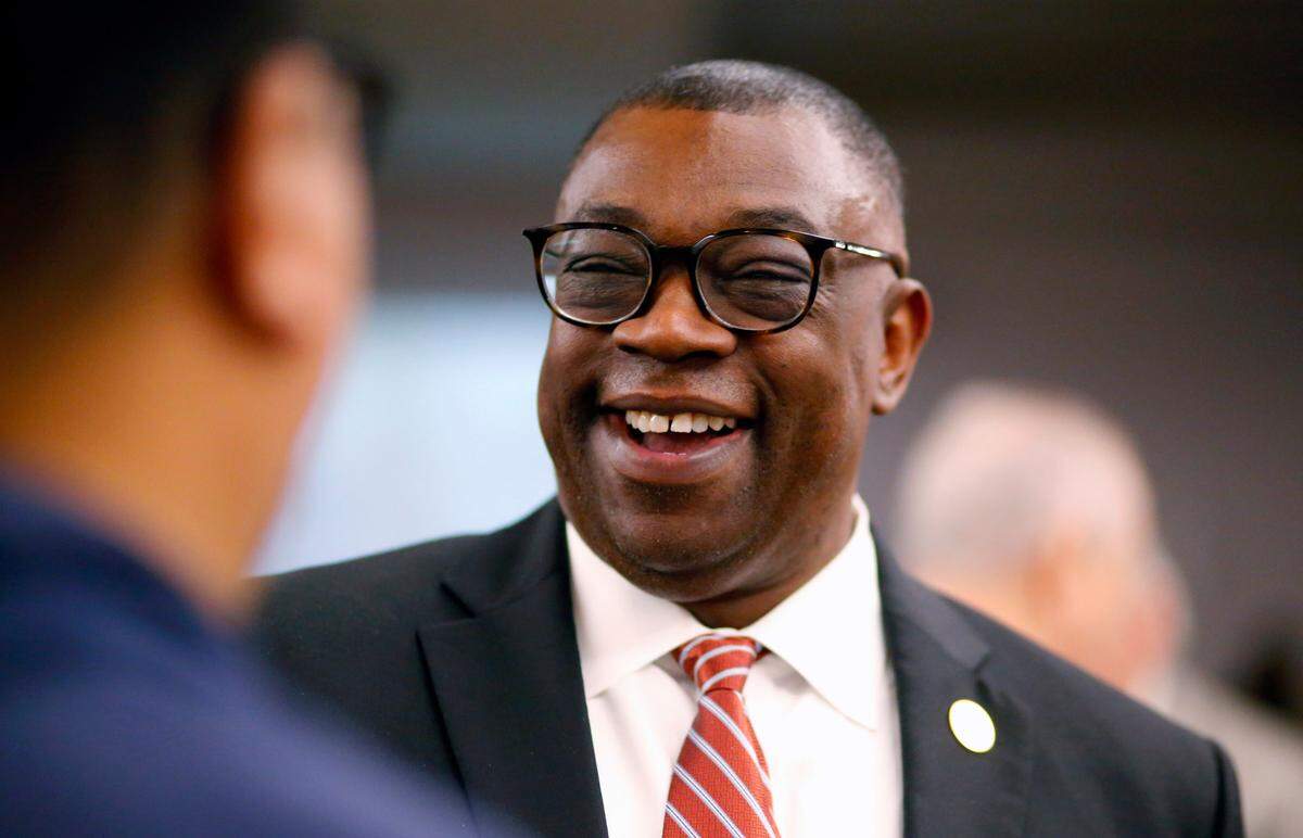 Muscogee County Sheriff Greg Countryman greets guests attending his election night watch party at the DoubleTree by Hilton Hotel in Columbus, Georgia. 11/05/2024