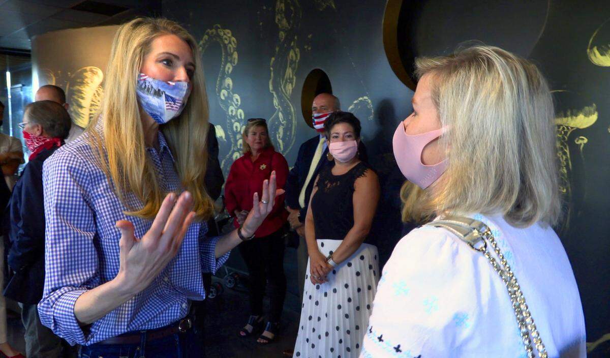 U.S. Senator Kelly Loeffler, left, made a stop in Columbus Tuesday as part of her second statewide campaign tour. 