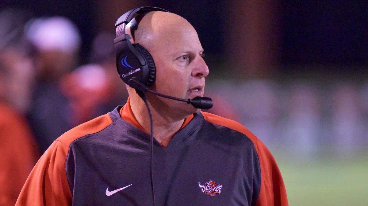 Central head football coach Jamey DuBose watches his Red Devils play McGill-Toolen in the AHSAA Class 7A state quarterfinals Friday night, November 16, 2018, at Garrett-Harrison Stadium.