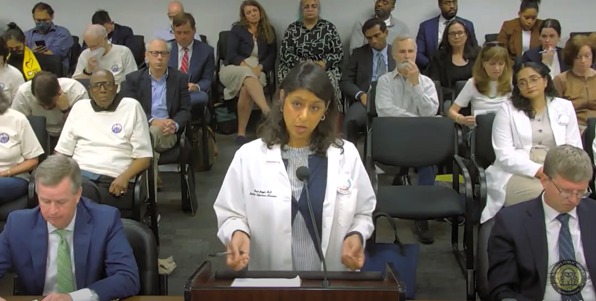Pediatrician speaks to the Public Service Commission on June 23 during the Georgia Power Integrated Resource Plan about the dangers the pollutants biomass, coal and gas plants cause to children’s health.